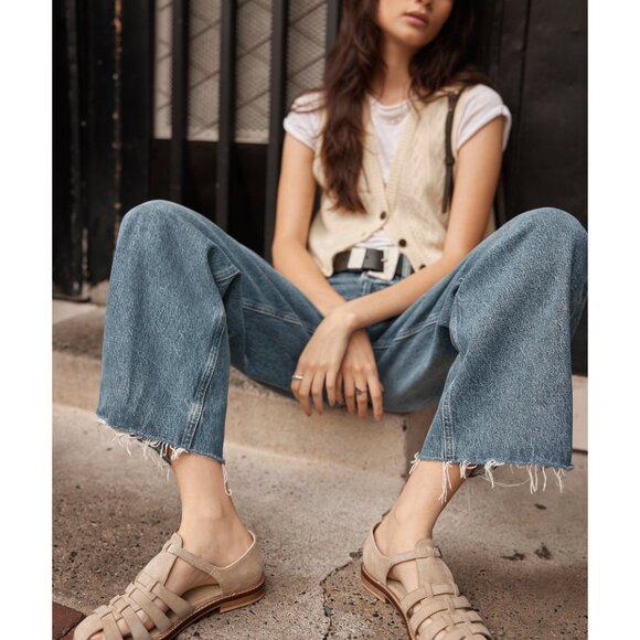 FREE PEOPLE Willow Fisherman Sandals / Oiled Silt Suede - Picture 2 of 15